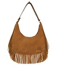 Pretty Simple Loretta Suede Fringe Slouchy Bag