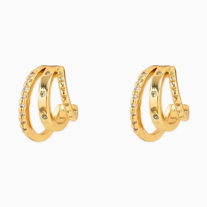 Triple Row Huggie Hoops