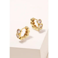 Mini Heart Huggie Earrings in Gold