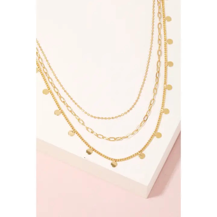 Mini Disc Layered Necklace in Gold