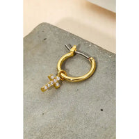 Pave Cross Huggie Earrings