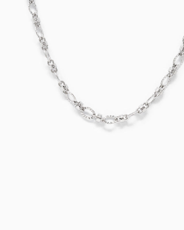 Textured Oval Link Mix Chain Necklace