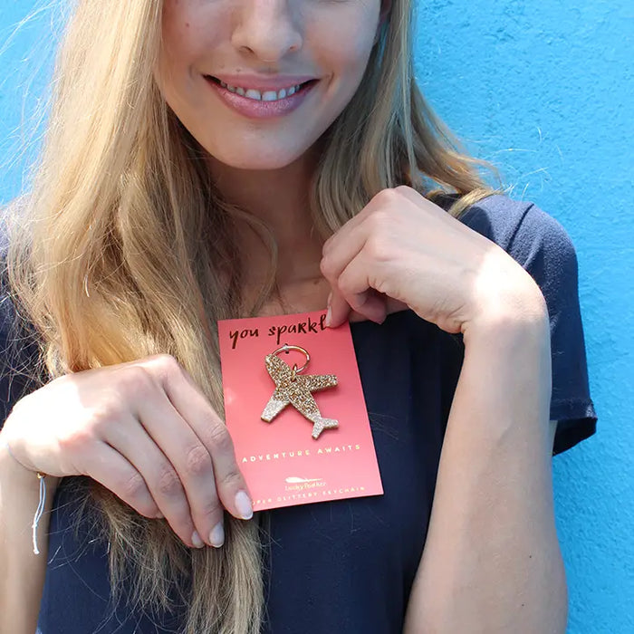 Lucky Feather Glitter Keychain