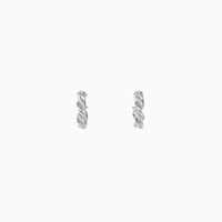 Twisted Texture Hoop Earrings in Silver