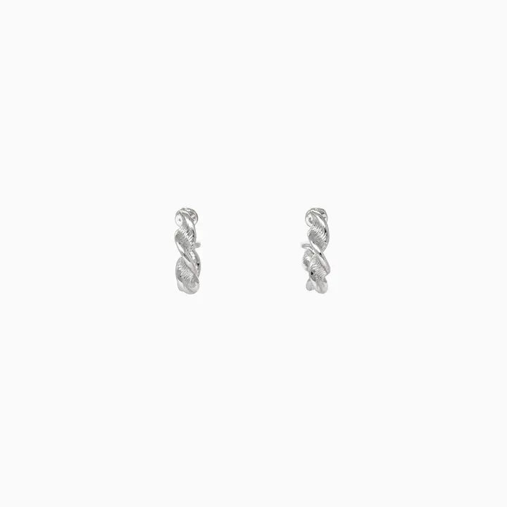 Twisted Texture Hoop Earrings in Silver