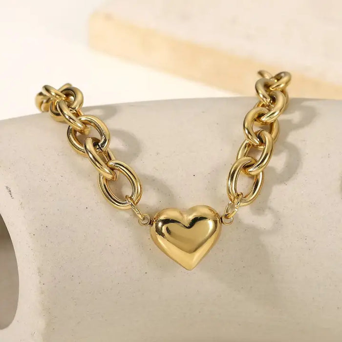 Chunky Heart Bracelet in Gold