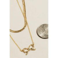 Snake Chain Layered Bow Necklace