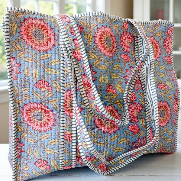 Quilted Floral Tote Bag