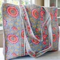 Quilted Floral Tote Bag