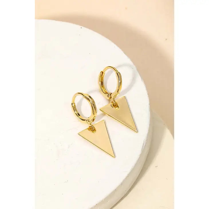 Triangle Huggie Earrings in Gold