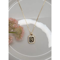 Dainty Initial Tile Necklace in Gold