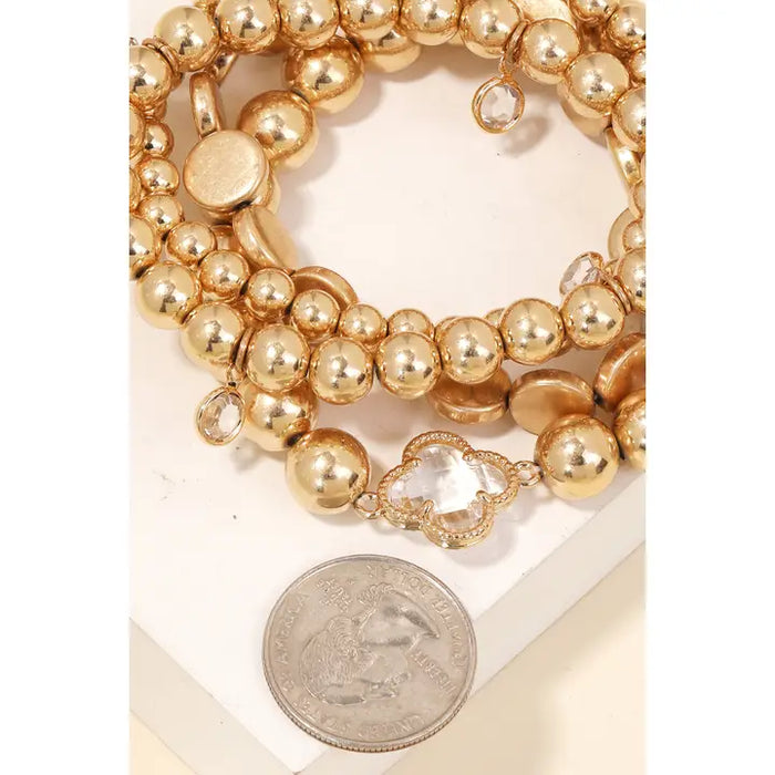 Beaded Bracelet Set in Gold