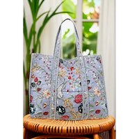 Quilted Floral Tote Bag