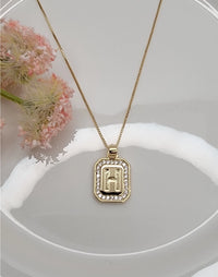 Dainty Initial Tile Necklace in Gold