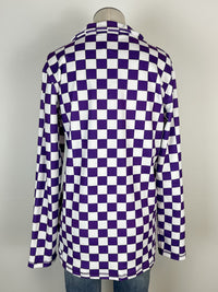 Alexa Checkered Pullover in Purple/White