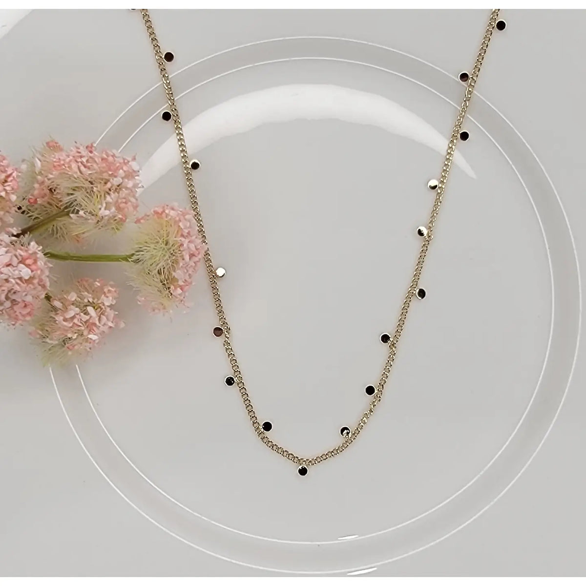 Flat Disc Necklace in Gold