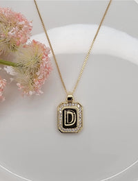 Dainty Initial Tile Necklace in Gold