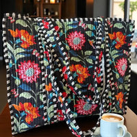 Quilted Floral Tote Bag