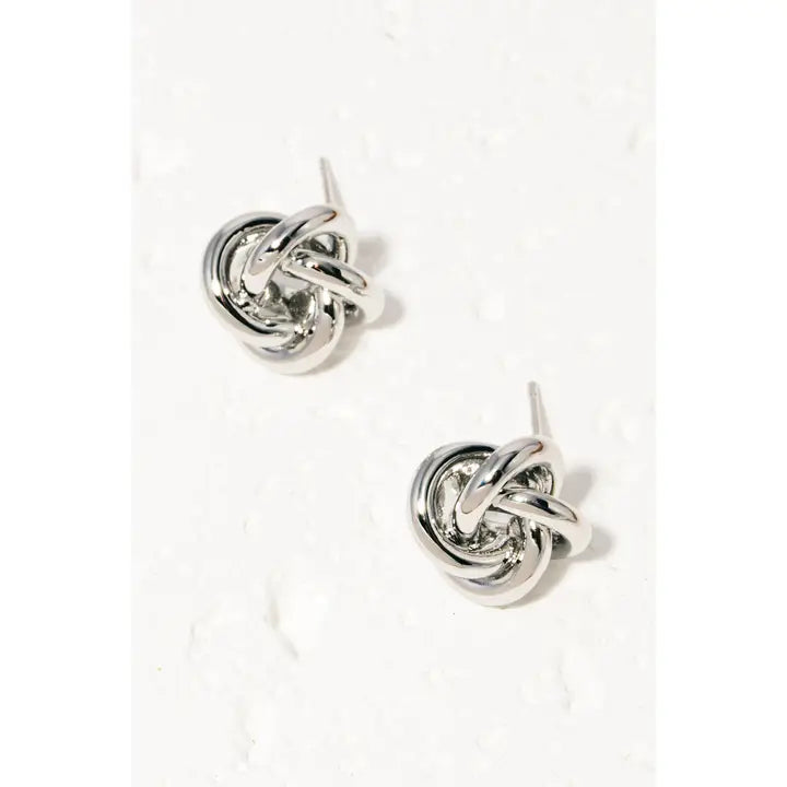 Small Knotted Hoops Stud Earrings