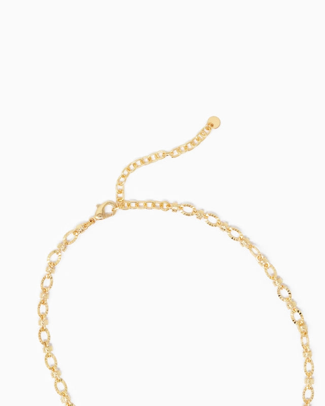 Textured Oval Link Mix Chain Necklace