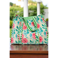 Quilted Floral Tote Bag