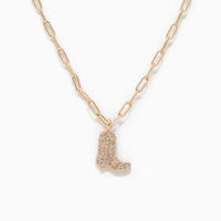 Pave Cowgirl Boot Pendant Necklace in Gold