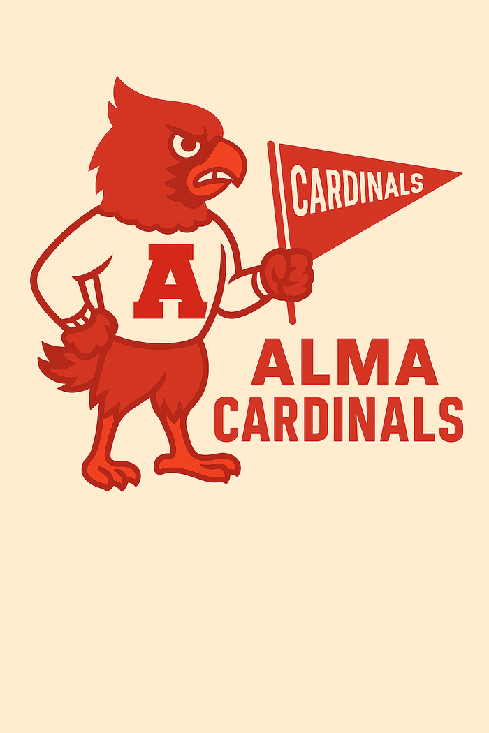 Alma Cardinals Vintage Mascot Tee