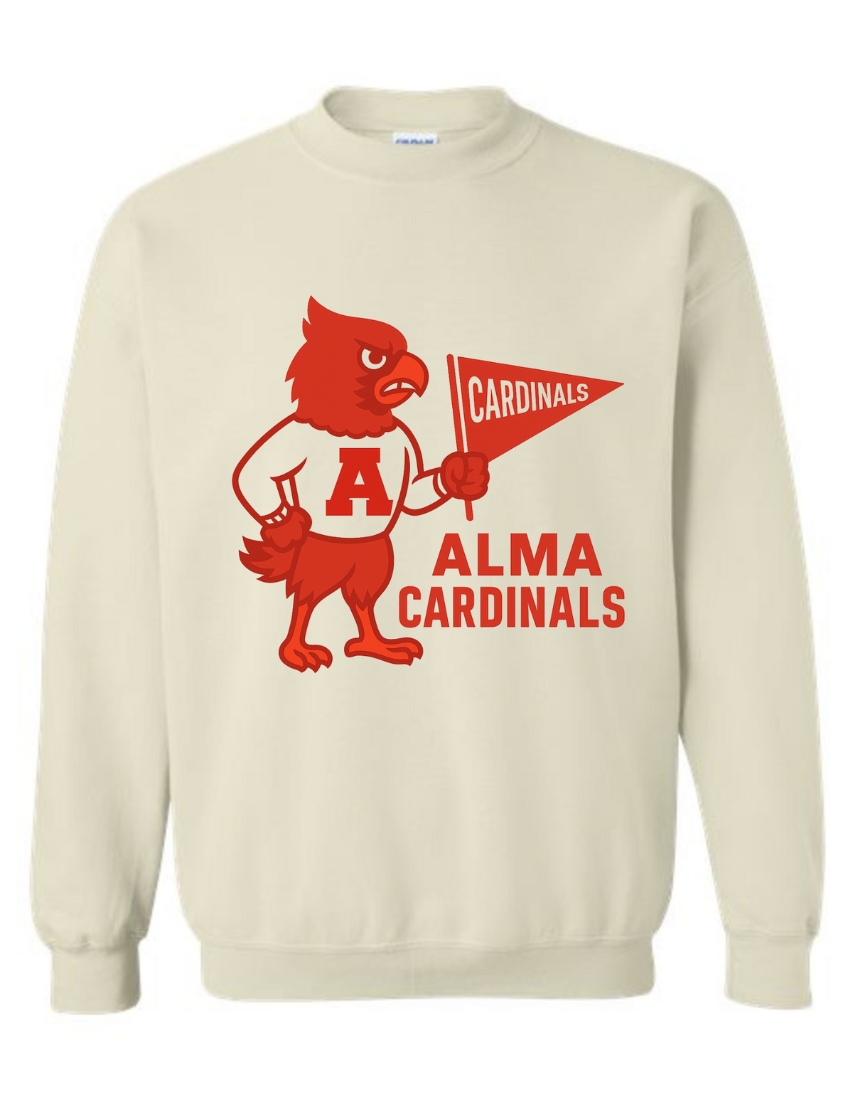 Alma Cardinals Vintage Mascot Tee & Sweatshirt