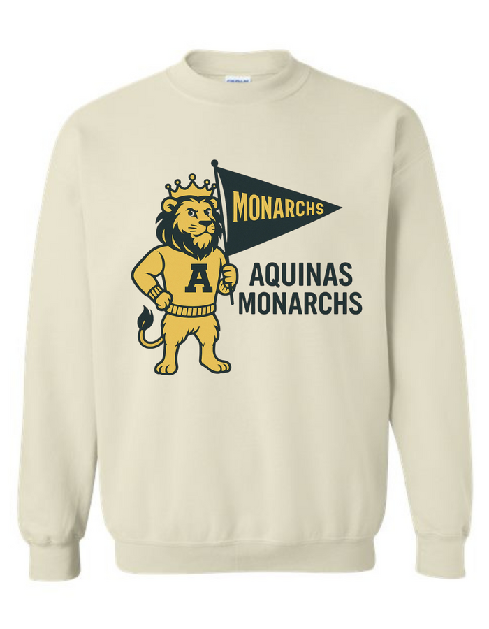 Aquinas Monarchs Vintage Mascot Tee & Sweatshirt