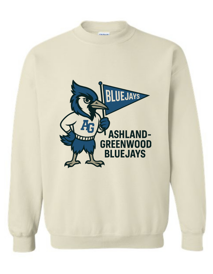 Ashland Greenwood Bluejays Vintage Mascot Tee & Sweatshirt