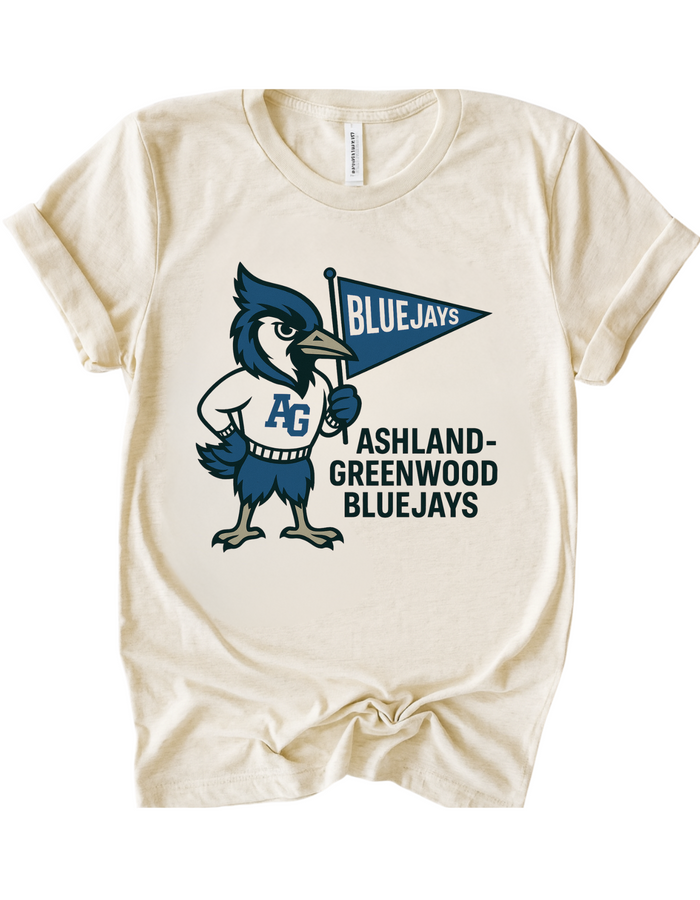 Ashland Greenwood Bluejays Vintage Mascot Tee & Sweatshirt