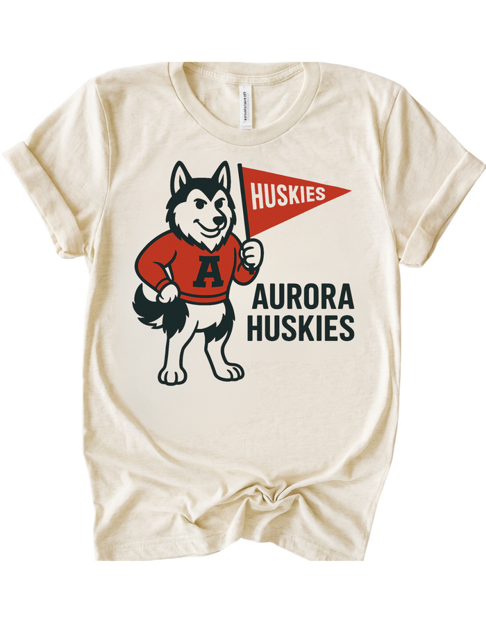 Aurora Huskies Vintage Mascot Tee & Sweatshirt