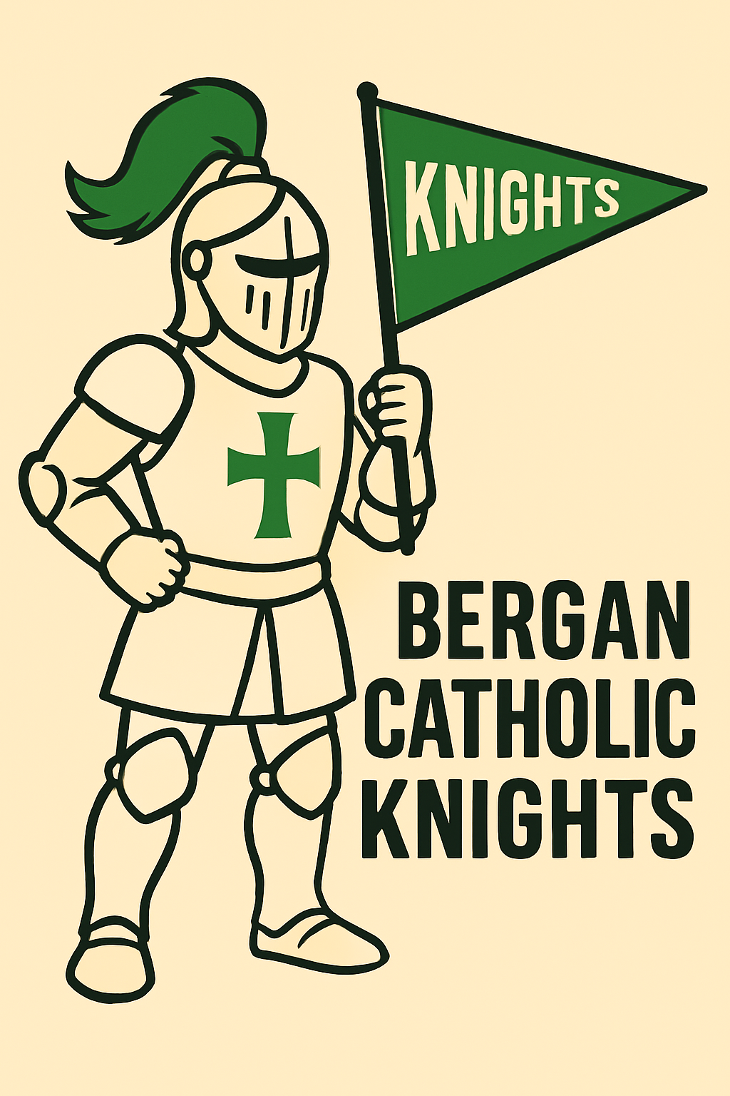 Bergan Catholic Knights Vintage Mascot Tee