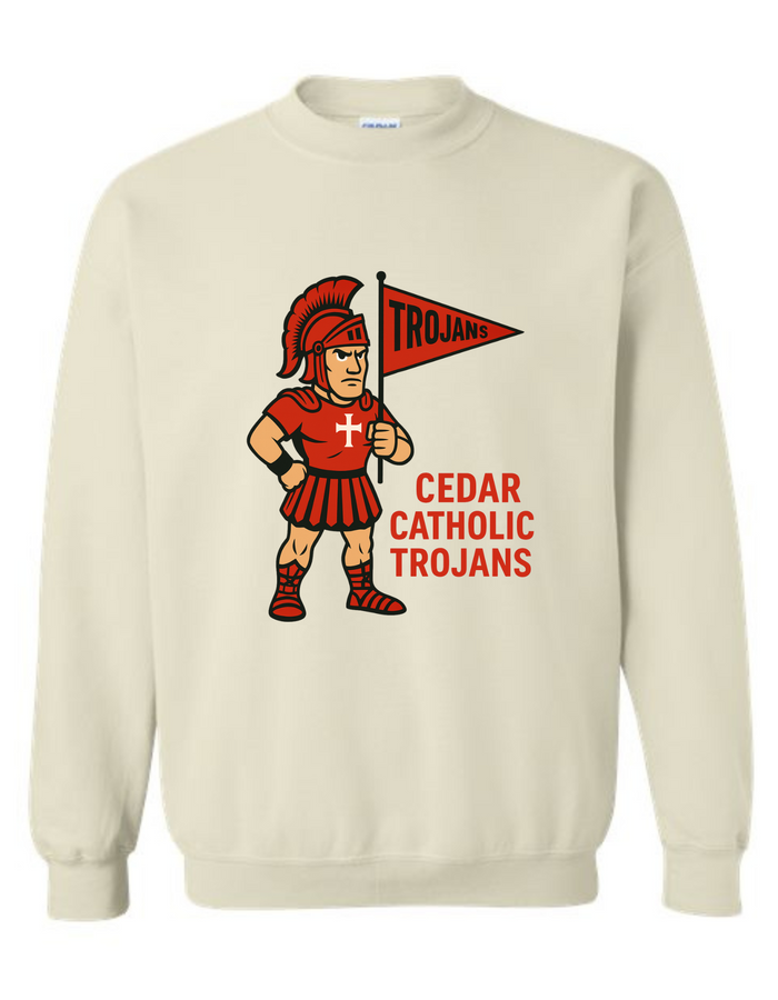 Cedar Catholic Trojans Mascot Tee & Sweatshirt