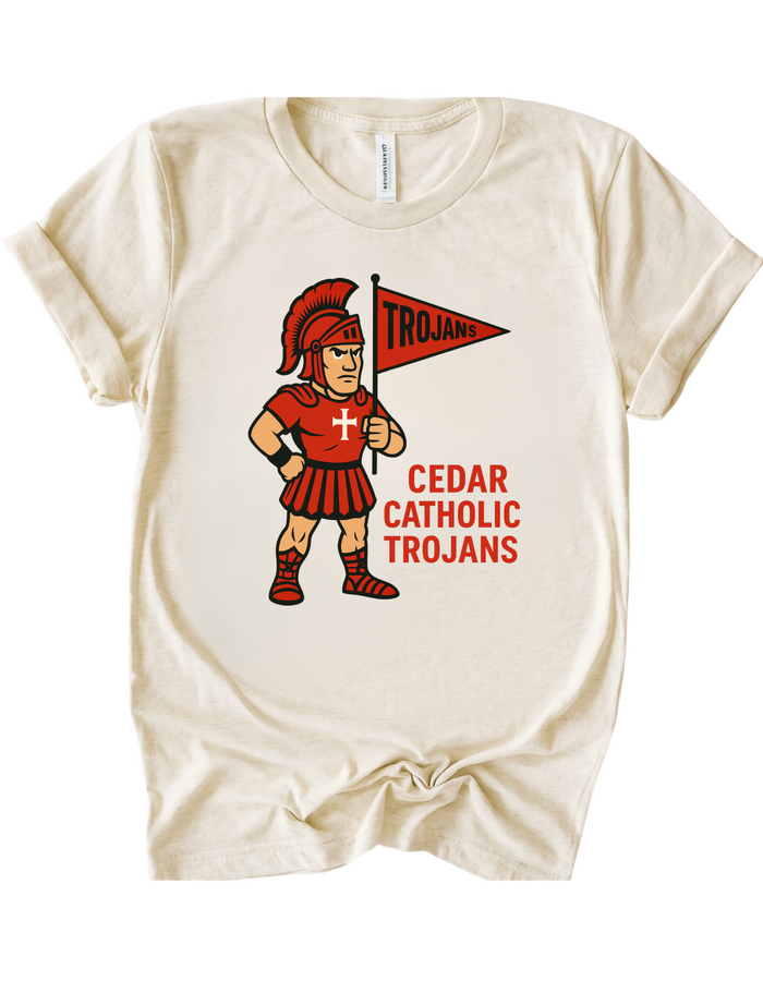 Cedar Catholic Trojans Mascot Tee & Sweatshirt