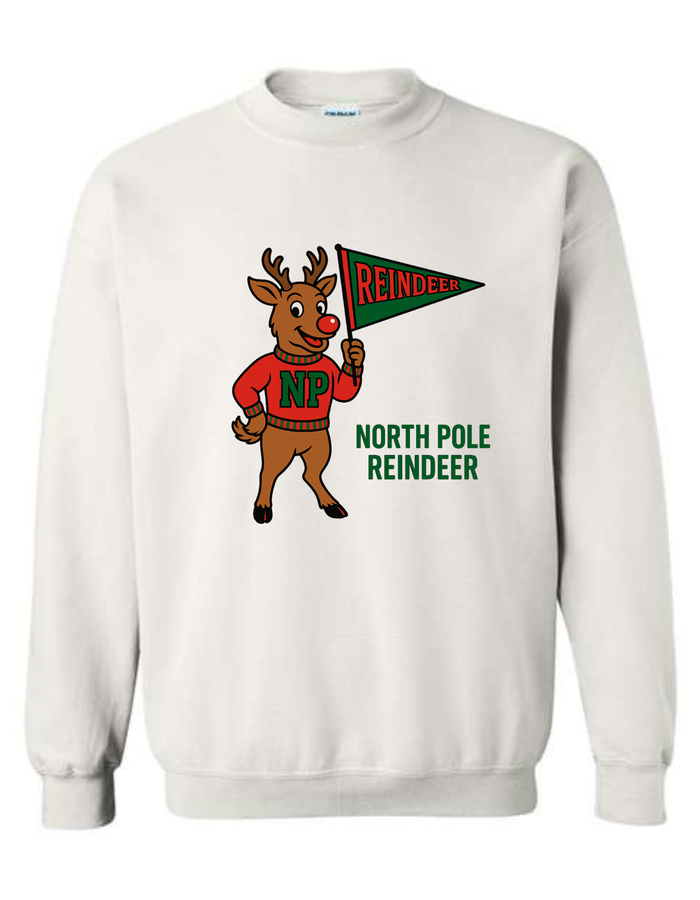 North Pole Reindeer Vintage Mascot Tee & Sweatshirt