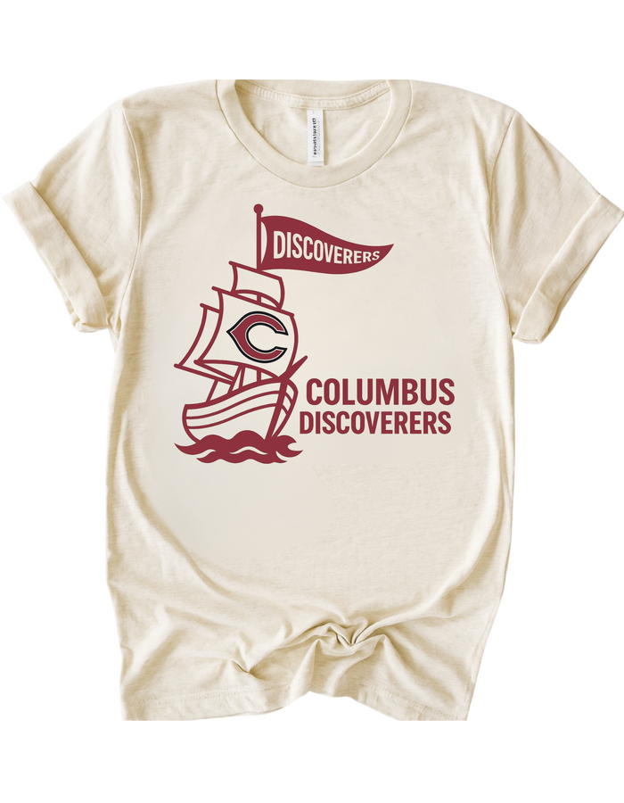 Columbus Discoverers Mascot Tee & Sweatshirt