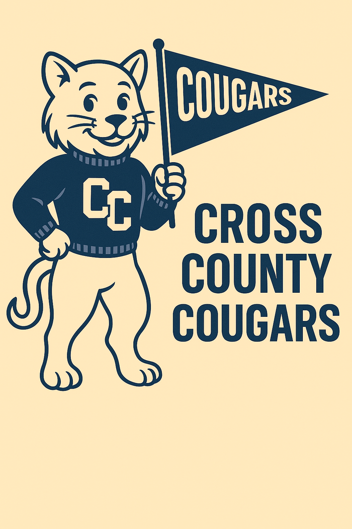 Cross County Cougars Vintage Mascot Tee