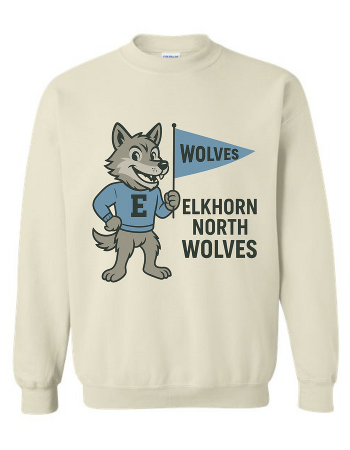 Elkhorn North Wolves Mascot Tee & Sweatshirt