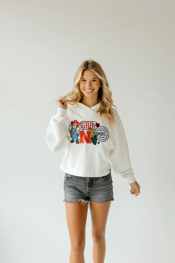 Nebraska Layer Patch Crop Hoodie
