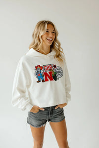 Nebraska Layer Patch Crop Hoodie