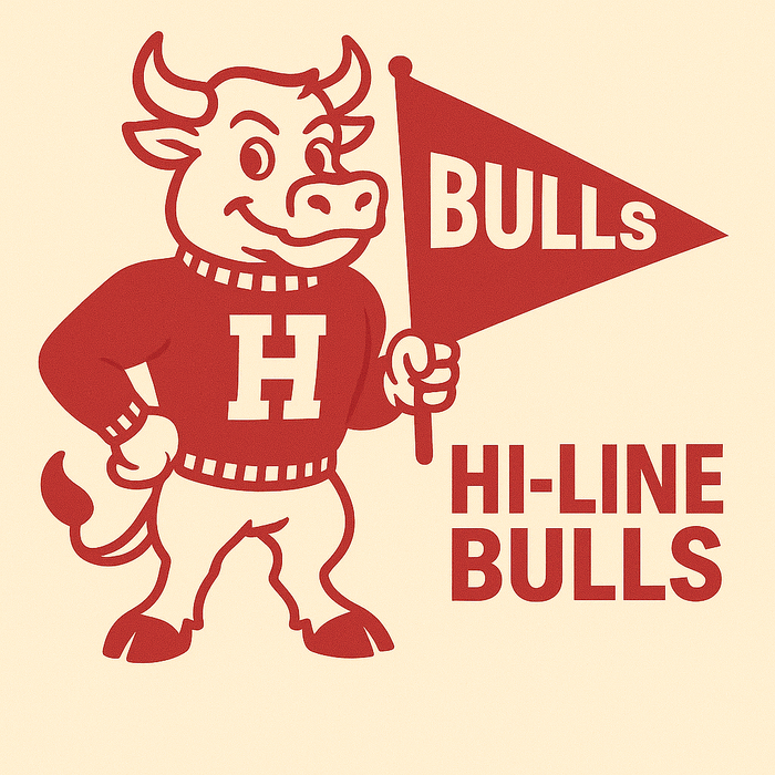 Hi-Line Bulls Vintage Mascot Tee