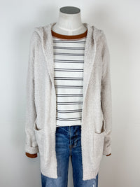 Everly Hooded Cardigan in Almond