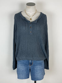 Rebecca Knit Henley Sweater in Midnight Navy