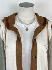 Willa Hooded Button Up in Ivory Mix