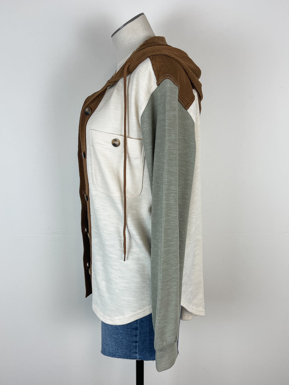 Willa Hooded Button Up in Ivory Mix