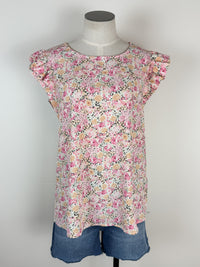 Karla Floral Ruffle Sleeve Top in Apricot