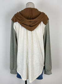 Willa Hooded Button Up in Ivory Mix