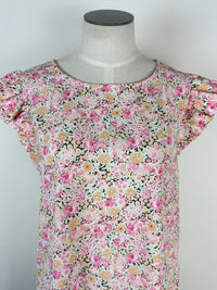 Karla Floral Ruffle Sleeve Top in Apricot
