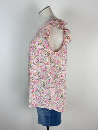 Karla Floral Ruffle Sleeve Top in Apricot